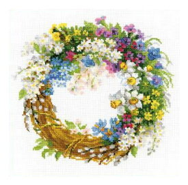 RIOLISクロスステッチ刺繍キット No.1536 「Wreath with Bird Cherry」 (バードチェリーのリース) 【海外取り寄せ/納期30〜60日程度】
