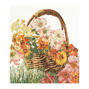 Thea Gouverneur �N���X�X�e�b�`�h�J�L�b�g No.3064L �uFlower Basket�v �z:���l�� (�t�����[�E�o�X�P�b�g ���� �Ԃ���) �I�����_ �e�A�E�O�[���F���k�[�� �y����/�[��40�`80�����x�z