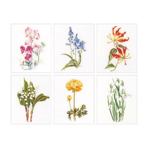 Thea Gouverneur �N���X�X�e�b�`�h�J�L�b�g No.3086A �uSix Floral Studies�v �z:�ȃA�C�[�_ 6�̉�(6) �I�����_ �e�A�E�O�[���F���k�[�� �y����/�[��40�`80�����x�z
