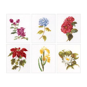 Thea Gouverneur �N���X�X�e�b�`�h�J�L�b�g No.3087A �uSix Floral Studies�v �z:�ȃA�C�[�_ 6�̉�(7) �I�����_ �e�A�E�O�[���F���k�[�� �y����/�[��40�`80�����x�z