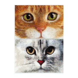 Thea Gouverneur クロスステッチ刺繍キット No.540A 「Cats Tiger + Kitty」(猫 2枚1組) オランダ テア・グーヴェルヌール 【海外取り寄せ/納期40〜80日程度】