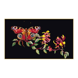 Thea Gouverneur �N���X�X�e�b�`�h�J�L�b�g No.439 �uButterfly-Honeysuckle�v(���ƃX�C�J�Y��) �I�����_ �e�A�E�O�[���F���k�[�� �y����/�[��40�`80�����x�z