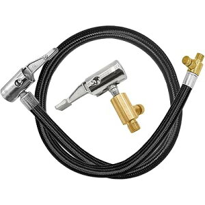 車 バイク空気入れエアーホース エアー ポンプ空気入れ延長 ホー バルブ延長チューブ ス タイヤインフレーション エアーホース 変換アダプター付 (60cm)