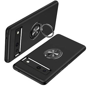 Google Pixel 7A ケース リング付き pc+tpu 耐衝撃 一体型 携帯カバー ピクセル 7A ケース 指紋防止 360°回転 スタンド機能 車載ホルダー対応 人気 衝撃吸収 傷つけ防止 ケース ブラック