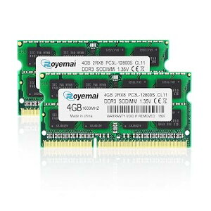Royemai 8GB 12800 PC3L 12800S 1600 SO-DIMM RAM 2x4GB DDR3L 1,600MHz PC3 1.35V CL11 2Rx8 mECC Aobt@[h W[ m[gp\R/m[