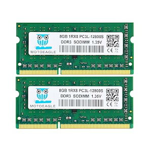 m[gPCp 1RX8 DDR3L 1600 MHz 16GB Kit PC3L-12800 8GB×2g SO-DIMM d 1.35V/1.5V 204Pin CL11 Non-ECC Mac Ή