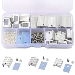 PENGLIN TO-220ヒートシンク 30セット 放熱シート 絶縁粒子 M3ネジ アルミニウム 冷却フィン 熱伝導シート 放熱器 クーラー冷却用トランジスタ 収納ケース付き