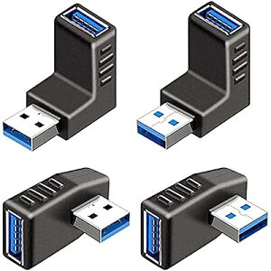 USB 3.0 コネクタ 直角 アダプタ 90度 L型 上き 下き 左き 右き 方向 変換 延長 コネクタ Type A タイプa オス タイプa メス 高速 5Gbps USB コネクタ 4個セット