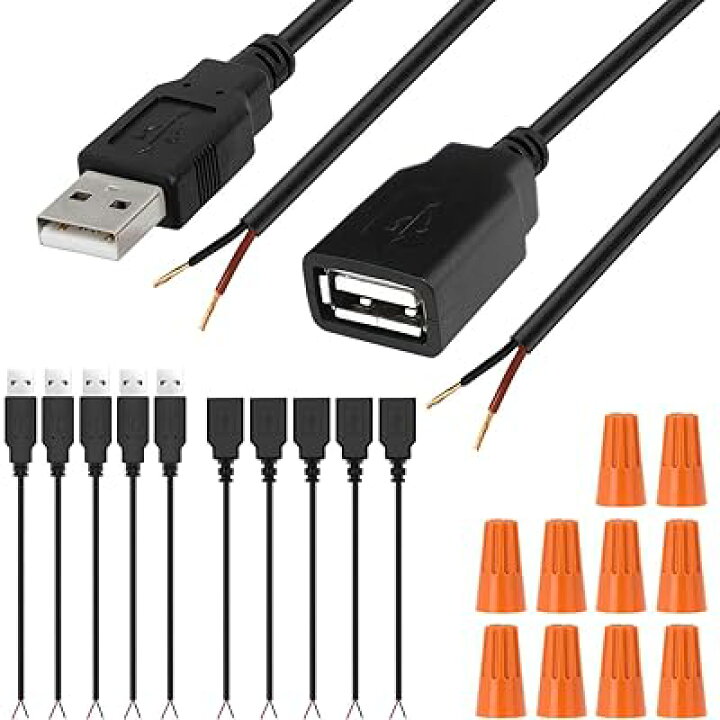 楽天市場】USBケーブル5V電源線 USBコネクタメスオス延長ケーブル USB  