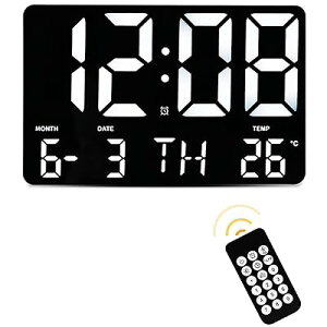 デジタル時計 おしゃれ 壁掛け時計 置き時計 LED大画面 USB給電 リモコンによる制御 壁掛け置き兼用 デジタル目覚まし時計 大音量 発光 文字大きく見やすい 明るさ調整可能 省電力 設定が簡