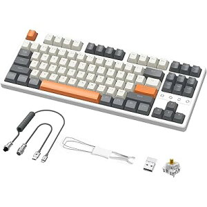 x ZIYOU LANG K87 ���J�j�J���Q�[�~���O�L�[�{�[�h �R�C���P�[�u���Z�b�g 87�L�[���Փ� �R���p�N�g �O�ڑ����[�h Bluetooth5.0/2.4Ghz/Type-C �z�b�g�X���b�v�\ EVA�z��PCB ���Y�� RGB�o�b�N���C�g