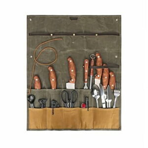 カトラリーケース キャンプ 吊り下げ ツールロールバッグ 帆布 アウトドア 食器 収納袋