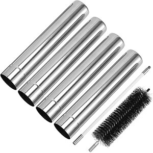 延長煙突 煙突パイプ 薪ストーブ専用 32cm ステンレス製 別売りオプションパーツ 4本セット キャンプ用品 清掃用ブラシ付き