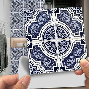 壁紙シール タイルシール 20枚セット タイルステッカー PVC製 断熱 防水 防汚 厚い リメイクシート おしゃれ ウォールステッカー 工具不要 簡単取付 モロッコ風 剥がせる壁紙 床シール キッチ