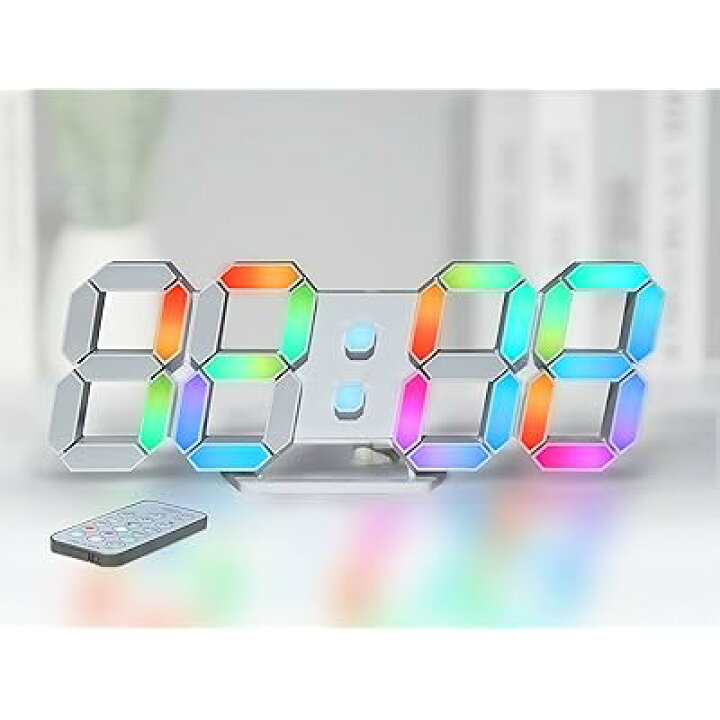 楽天市場】多色デジタル時計 7色LED時計 RGB置き時計 明るさ調整可能な 
