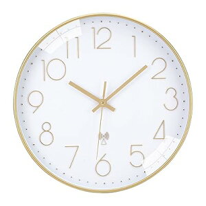 掛け時計 電波時計 静音 連続秒針 壁掛け 直径30cm 北欧 おしゃれ インテリア 大数字 見やすい 自宅 寝室 部屋飾り 贈り物 (ゴールド)