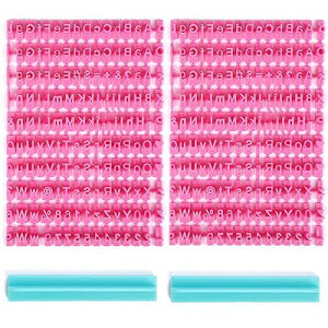 2個 アルファベット数字 句読点 クッキースタンプ ビスケット レタースタンプ フォンダン エンボッサー カッターセット 文字下部と上部ケース付き クッキーデコレーション DIYツール ピンク