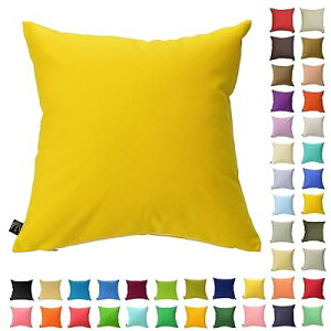 クッションカバー 45cm×45cm カラフル 多色展開 綿 ポリエステル インテリア ソファ シンプル 座椅子 ベッド 枕カバー 座布団 無地 車 北欧 (ゴールドイエロー)