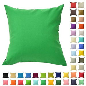 クッションカバー 45cm×45cm カラフル 多色展開 綿 ポリエステル インテリア ソファ シンプル 座椅子 ベッド 枕カバー 座布団 無地 車 北欧 (ライムグリーン)