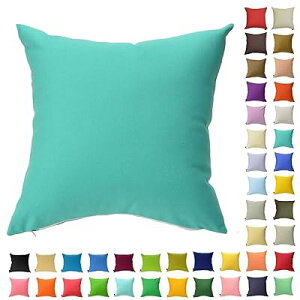 クッションカバー 45cm×45cm カラフル 多色展開 綿 ポリエステル インテリア ソファ シンプル 座椅子 ベッド 枕カバー 座布団 無地 車 北欧 (海緑)