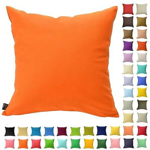 クッションカバー 45cm×45cm カラフル 多色展開 綿 ポリエステル インテリア ソファ シンプル 座椅子 ベッド 枕カバー 座布団 無地 車 北欧 (オレンジ)