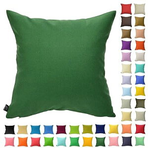 クッションカバー 45cm×45cm カラフル 多色展開 綿 ポリエステル インテリア ソファ シンプル 座椅子 ベッド 枕カバー 座布団 無地 車 北欧 (深緑)
