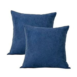 クッションカバー リネンっぽい 50×50cm 北欧 おしゃれ 綿麻 無地 ソファ背当て 装飾枕カバー 座布団カバー ネイビー 2枚セット(全10色)