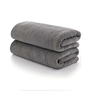 ヘアドライタオル【 100*40cm 2枚セット グレー】デイリータオル ビッグフェイスタオル ミニバスタオル 吸水 速乾 マイクロファイバー 大人も子供も使える お風呂上がり耐久性 バス用品