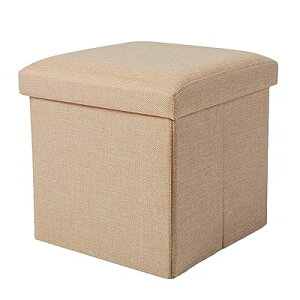 収納スツール 収納ボックス 座椅子 リビングチェア 足置き 玄関 簡易 家具 小物 インテリア (ベージュ, 30*30*30cm)