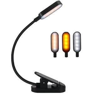 クリップライト ブックライト 読書灯 LED卓上ライト 目に優しい USB充電式 デスクライト 9個のLEDチップ 3段階調色 無段階調光 小型で美しい コンパクト 持ち運び便利 360°回転可能 寝室/卓上/