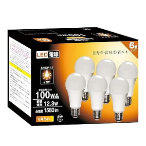 LEDd E26 100W` dF 12.3W 1580[ 2700K Px F ȃGl ʓd Lz ^Cv `Ή s PSEF؍ς 6pbN dF6