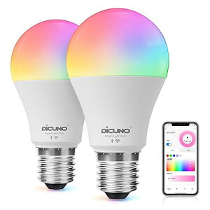 yWorks with AlexaFz X}[gd E26 LEDd 60W 9W 800lm F Alexa Google Ή dFEF }`J[ 1600F RGBCW Lz Wi-Fi Bluetoothڑ n