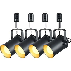 ダクトレール用 スポットライト 4個セット E26口金 黒 ダクトレール LED電球 60W形相当 電球色 9W 800lm ライティングバー用照明器具 ledスポットライト 人気 (黒 + 電球色)