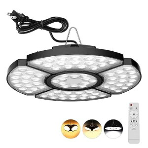 LED照明ライト ガレージライト ペンダントライト ガレージシーリングライト 5灯式 省エネ 32W 3200LM 高輝度 6畳 調光調色 明るさメモリー リモコン操作便利 50000時間使用寿命 PSE認証済み 変形可