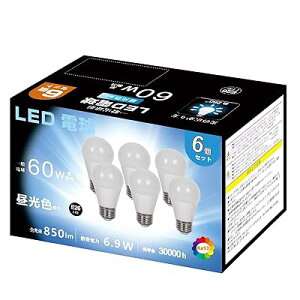 LEDd E26 6.9W 60W` dF 2700K 810lm RA93 Lz Px F ȃGl `Ή fMގ{HΉ s 6 (e26  60^F)
