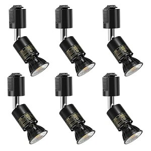 ダクトレール用スポットライト - E26口金LED電球付き- 5.5W(ハロゲン電球60W相当)RA95 550LM 非調光 ビーム角90度-ダクトレールライト-付 LED電球 昼白色5000K+ブラック 器具セット (6個セット)