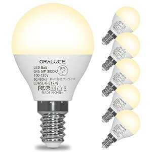 LED電球 E12 口金 40W相当 電球色 3000k 5W 450lm 220度広配光 高演色 小型電球 密閉器具対応 調光不可 PSE認証 6個入