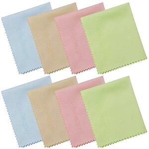 クリーニングクロス メガネ拭き マイクロファイバー 超極細繊維 カメラレンズ/メガネ/液晶画面/楽器/スマホ対応 14cmx17cm (8枚セット 個装 ブルー+グリーン+イェロー+ピンク)