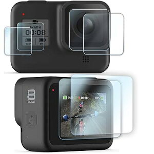�����K���X�t�B�����Z�b�g �ɓK�p Hero 8 Black �A���`�X�N���b�` | 2 x�^�b�`�p�l���p�K���X�t�B���� +2 x�����Y�p�K���X�t�B����+ 2 xLED�X�N���[���pPET�t�B����