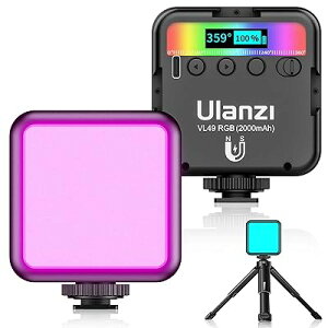 ŐV Ulanzi VL49 RGBBeCg+Ort LEDrfICg X^h 359FRGB[h 邳\ 9000k邢F 2000mAh USB[d iphone/Gopro/Osmo Pocket/Samsung