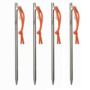 TiTo チタン合金テントペぐ,チタン合金テントの釘,チタン合金のテント釘、テントのくぎ、高?度 、戸外、野外、テント専用,土、凍土砂利層など適用(4本/6本セット) (8×240mm-4pcs)