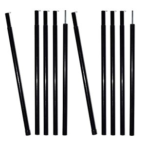 MARUFANG テントポール 伸縮 2本セット テント タープ ウイング 用 アジャスタブル ポール 組立簡単 キャンプ設営用具 収納袋付き (ブラック)