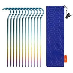 チタン合金テントペグ 12本セット 3.0mm 3.5mm 5.0mm 165mm/200mm軽量 錆びにくい チタン合金 テント ペグ ポイントク ステー ア ウトドア キャンプ 登山 ペグ 硬い 砂利地 草地用(5.0*200mmカラフル)