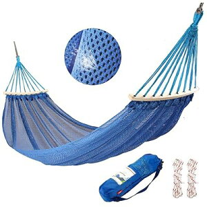 ハンモック パラシュート 転倒を防ぐ 1-2人用 耐荷重300kg 肌触り良い 折りたたみ メッシュネット 通気性 快適 サポートロッドデザイン 室内/アウトドア/キャンプ 収納袋付き