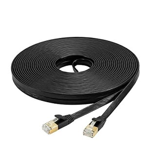 Cat7 LAN�P�[�u�� 30m �J�e�S���[7 �E���g���t���b�g�P�[�u�� ���� STP �ܐ܂�h�~ for ���f�� ���[�^ 10Gbps/600MHz CAT7���� �C�[�T�l�b�g�P�[�u�� RJ45 �����b�L�R�l�N�^- (�u���b�N)