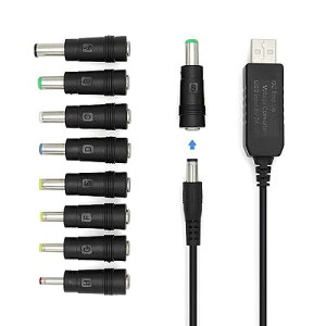 12V DC電源供給ケーブル + DC ジャック 変換 アダプタ8 in 1 ユニバーサル USB 5V-12V DC電源ケーブルusb 変換 ケーブル
