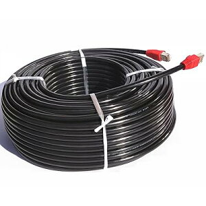 40m CAT6 屋外高耐久 LANケーブル 耐候性 2重被覆 屋外用 ランケーブル PoE対応 紫外線 防水 屋外LAN配線 屋外仕様 アウトドア 耐磨 ケーブルクリップ付属 腐食防止 十字セパレーター