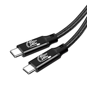Thunderbolt 4 �P�[�u��(0.5m, �u���b�N) USB4�Ή� [240W�o�� / 40Gbps�����f�[�^�]�� / 8K@60Hz �f���o�� ] �T���_�[�{���g 4�P�[�u�� �݊� �X�}�[�g�t�H���A�^�u���b�g�A�m�[�g�p�\�R���̃^�C�vc�@��
