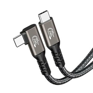 Thunderbolt 4 �P�[�u�� (0.2m, L��, �K���F) USB4�Ή� [240W�o�� / 40Gbps�����f�[�^�]�� / 8K@60Hz �f���o�� ] �T���_�[�{���g 4�P�[�u�� ���ʌ݊� �X�}�[�g�t�H���A�^�u���b�g�A�m�[�g�p�\�R����