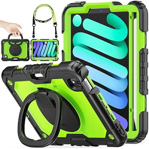 iPad mini A17 Pro/mini6 �����O�n���h���ϏՌ��P�[�X iPad mini��7/6����8.3�C���`�i2024/2021�j��p �y�����[ �V�����_�[�X�g���b�v �ی�t�B�����t���t���[��(�O���[��+�u���b�N)